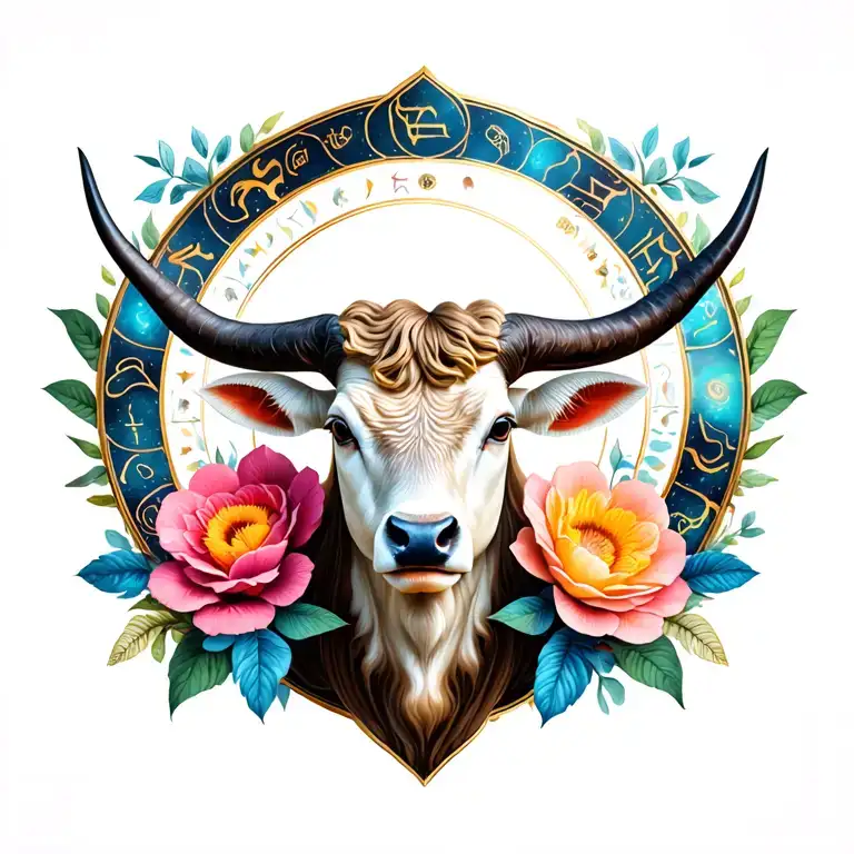 Zodiac Taurus With Flowers Blooming