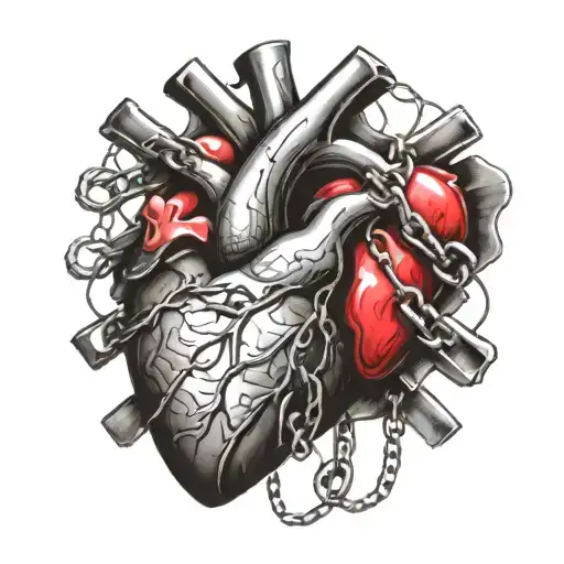 Anatomic Broken Heart With Chain And Lock