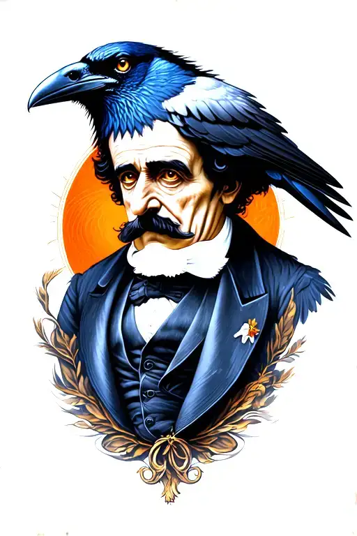 Edgar Allan Poe With Raven
