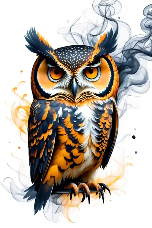Owl With Elements Of Smoke