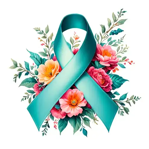 Cancer Ribbon With Floral Vines Wrapped