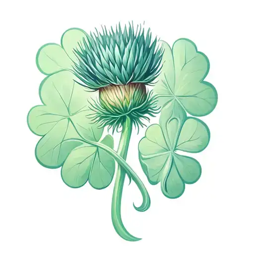 Edinburgh Castle With Thistle And Shamrock Intertwined