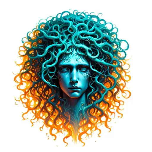 Medusa Head With Hair Into Poision Tree