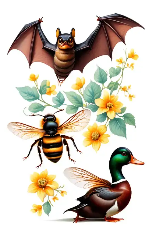 A Bat & A Honey Bee & A Duck
