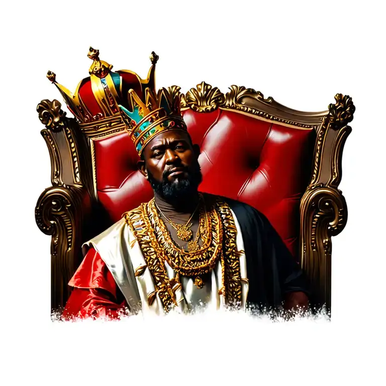 African King Throne Wearing A Crown