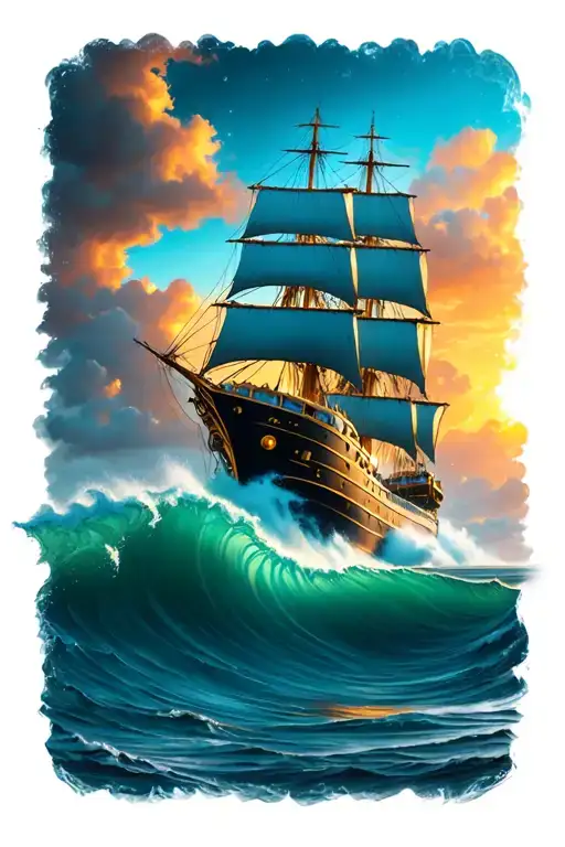 Ship In The Ocean Waves