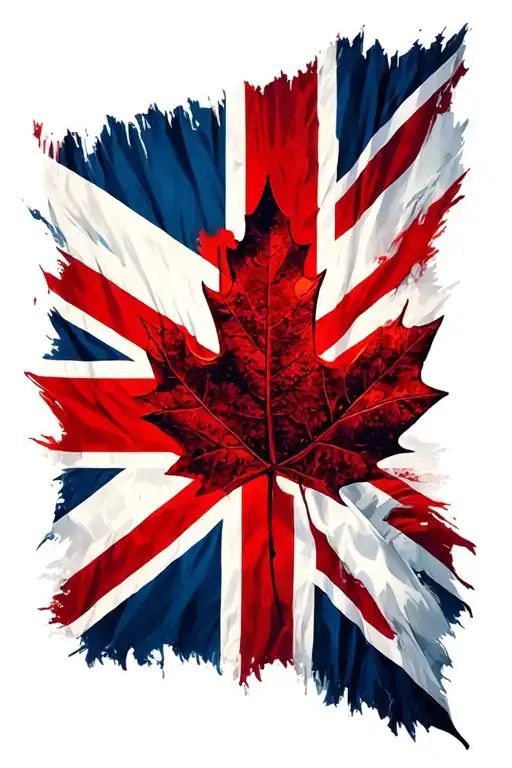 Union Jack Merged With Maple Leaf Waving Flag No Colour
