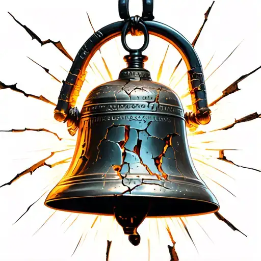 Cracked Bell With Lights Shining Through Cracks