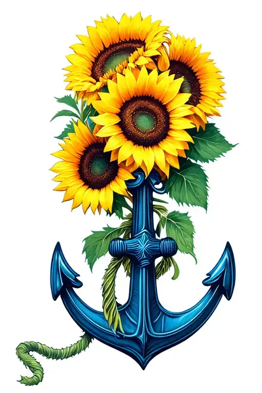 Bouquet Of Sunflowers With Long Stem And Anchor Oon The End