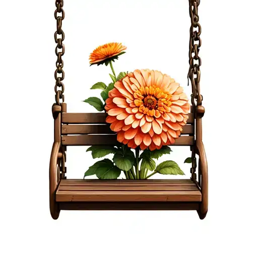 Porch Swing With A Zinnia On It