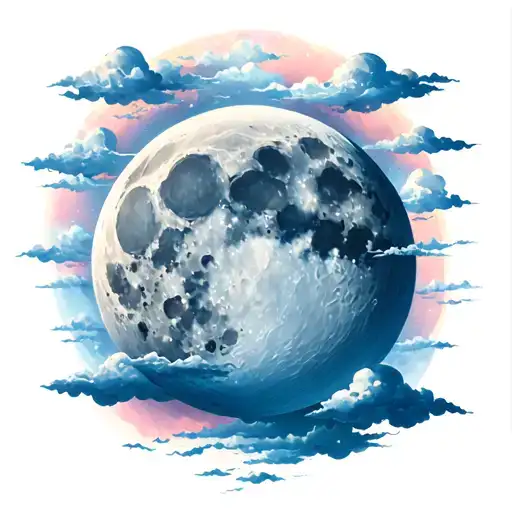 Moon And Clouds Floating