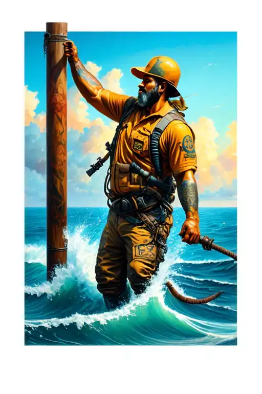 Salor Lineman On A Poll In The Ocean