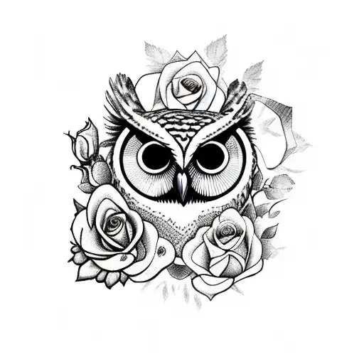 Owl And Roses