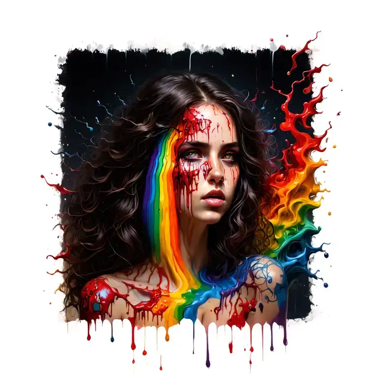 A Rainbow Bursting Out A A Woman's Flesh Wound Stiched