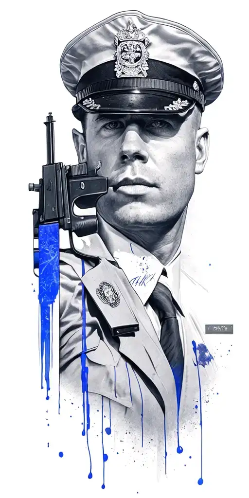 British Police With Thin Blue Line