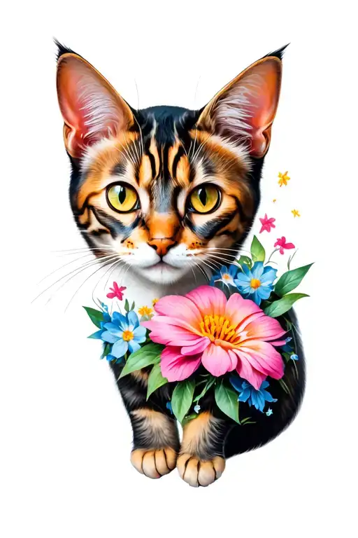 Cat Flowers Surrounding