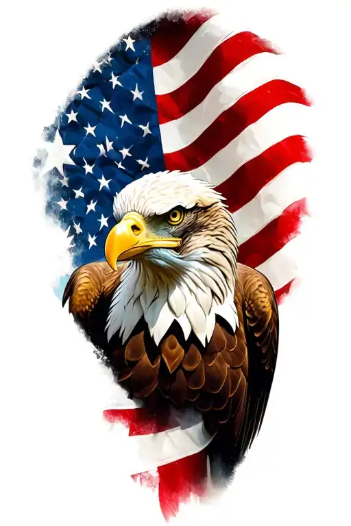 Patriotic Half Sleeve Featuring Bald Eagle And American Flag