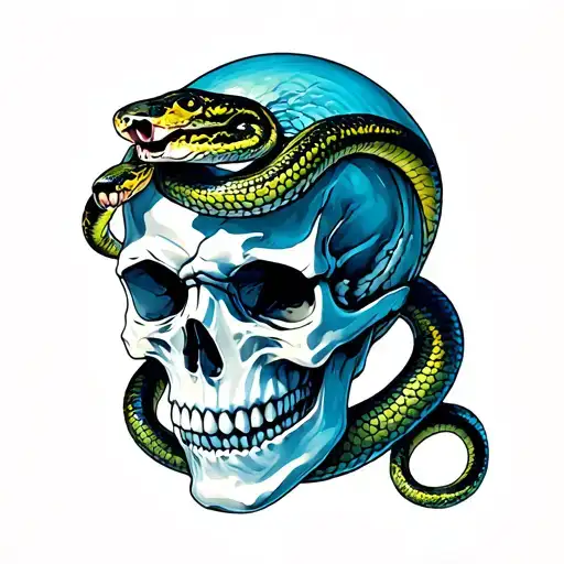 Skull With Snake