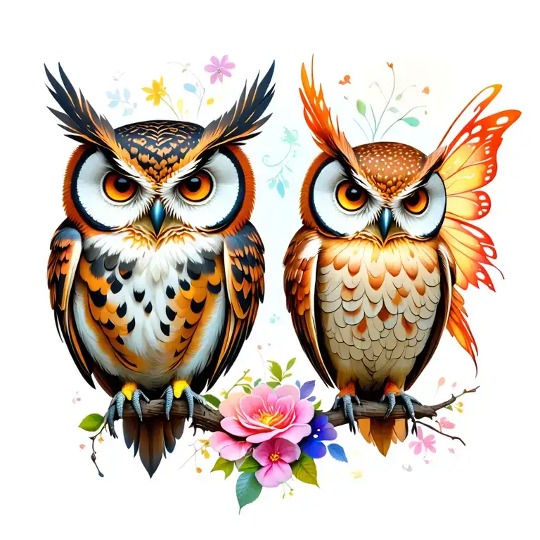 Owls And Fairies Different Colors