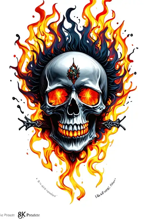 Gothic Punk Rock Skull With Fire