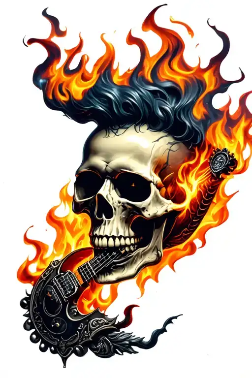 Gothic Punk Rock Skull With Fire