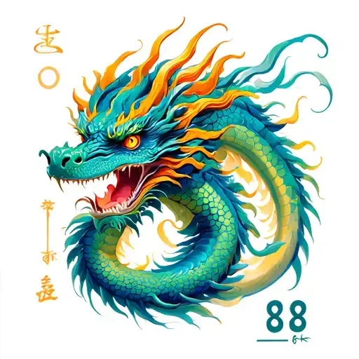 Dragon Chinse Astrology Mixed With Pisces And A Big Number 88
