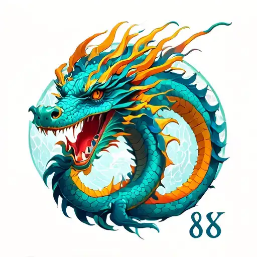 Dragon Chinse Astrology Mixed With Pisces Astrologyand A Big Number 88 In The Middle