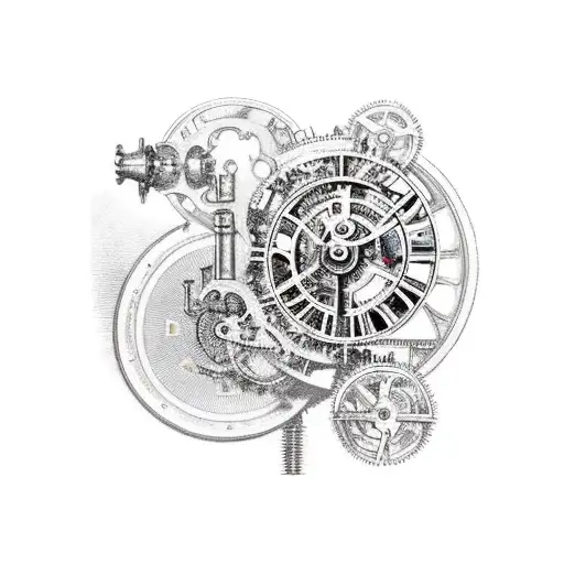 Victorian Gothic Clockwork With 5 Gears And Other Clockwork Machines In The Background