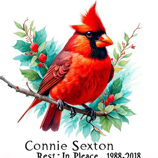 Cardinal With The Name Connie Sexton At The Bottom And Rest In Peace 1958-2018