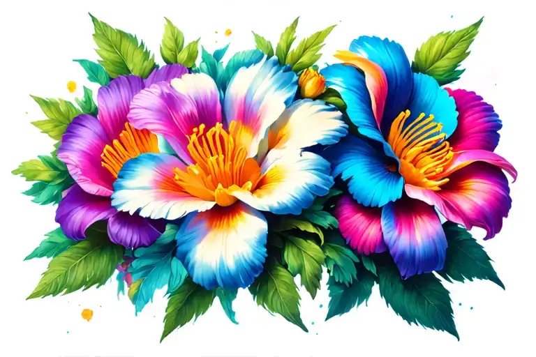 Three Flower With Color Finger