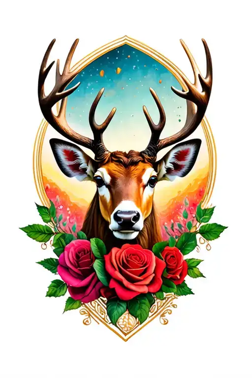 Reindeer And Roses