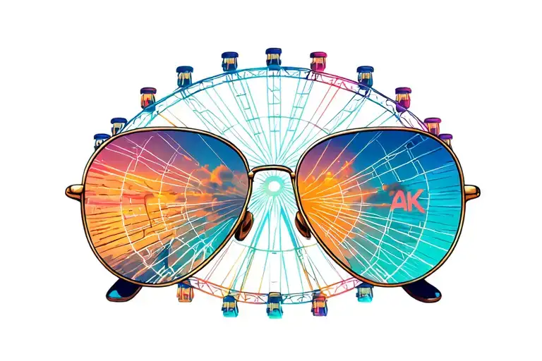 Aviator Sunglasses With Ferris Wheel Reflection