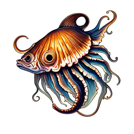 Cuttle Fish Gemini Sign Intertwined