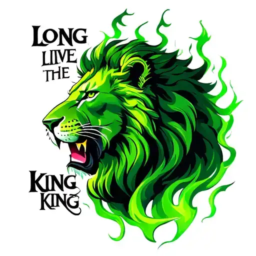 Scar From The Film Lion With Green Flames A D Text Saying Long Live The King
