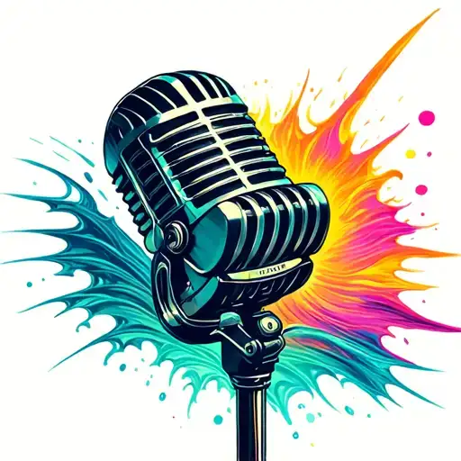 Retro Microphone And Wave Crashing