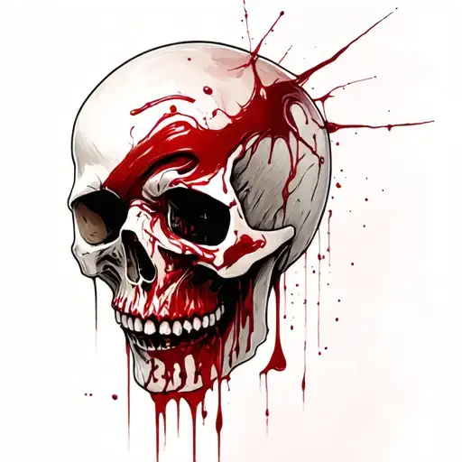 Face Detaching From A Skull With Blood Dripping Blood