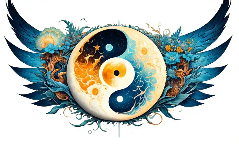 Sun Moon In Yin Yang In The Middle Of The Chest