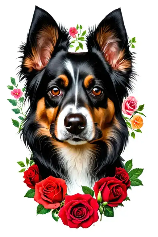 Dog With Roses