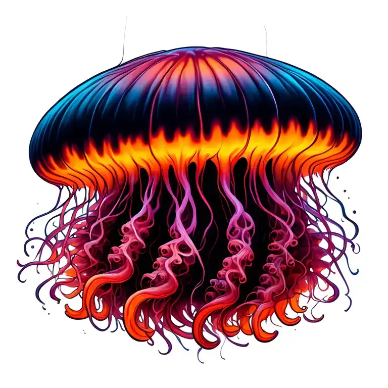 Long Jellyfish With Lines Around It The Head