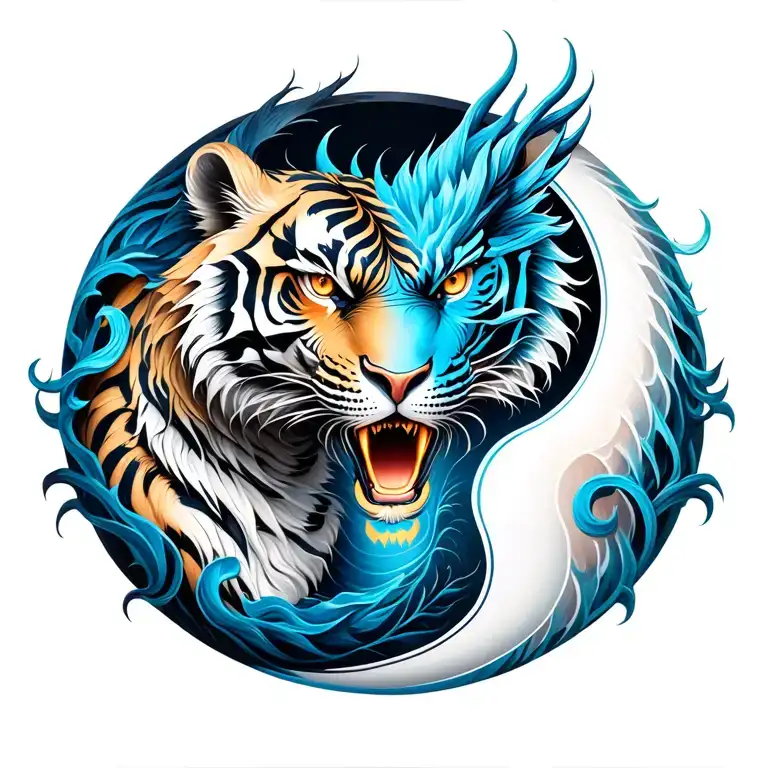 Tiger And Dragon As A Yin And Yang Symbol
