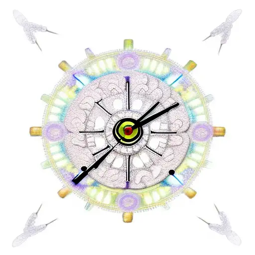 A Clock With Gears Made Of Dragonflies And Daisies