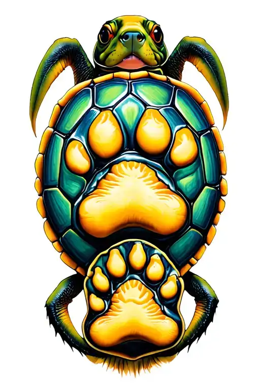 Turtle Shell With Dog Paw Print