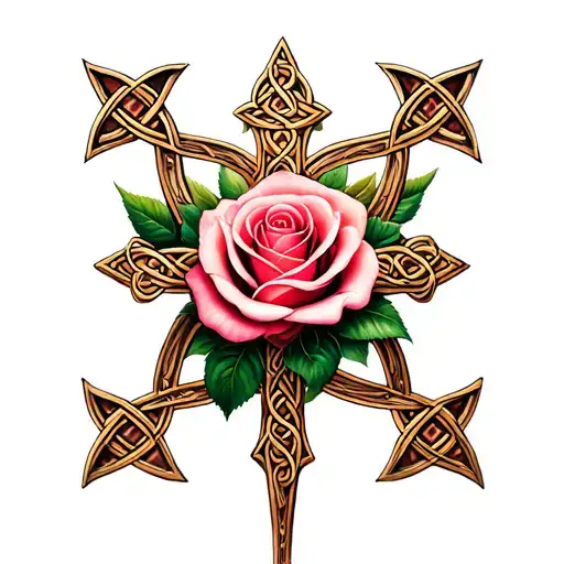 Celtic Cross With Rose In The Middle