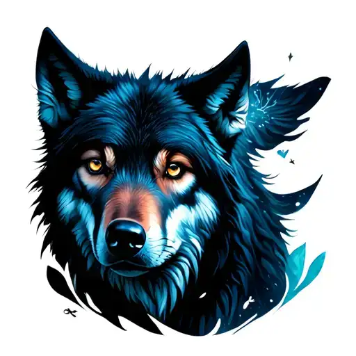 Dark Wolf With Inspiration From Zodiac Pisces