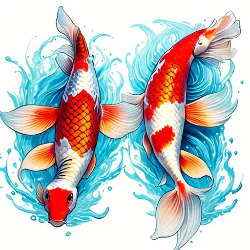 Two Koi Fish Swimming