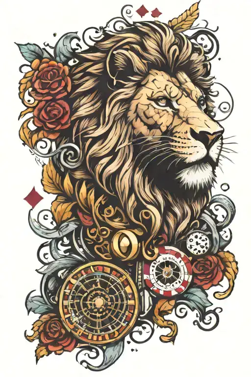 Gambling Themed Sleeve With Lion Head