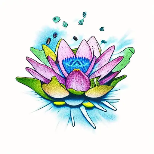 Tiny Multicolor Wildflower Bouquet With Small Blue Lotus And Chwrry Blossom