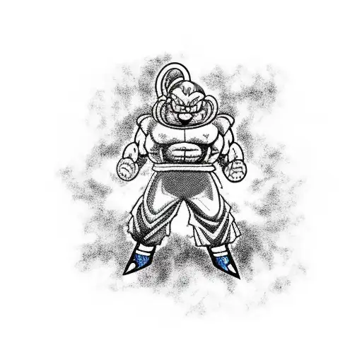 Majin Buu With A Dragon Ball As A Background