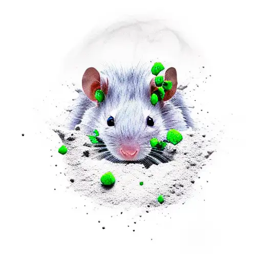 A White Rat Eith Gray Spots And A Dark Gray Playing In Green Radioactive Pool