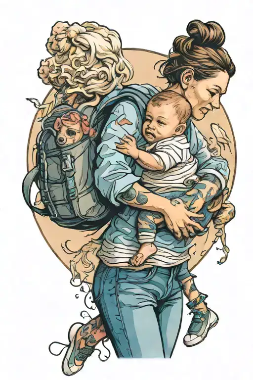 Mom Carrying Her Child